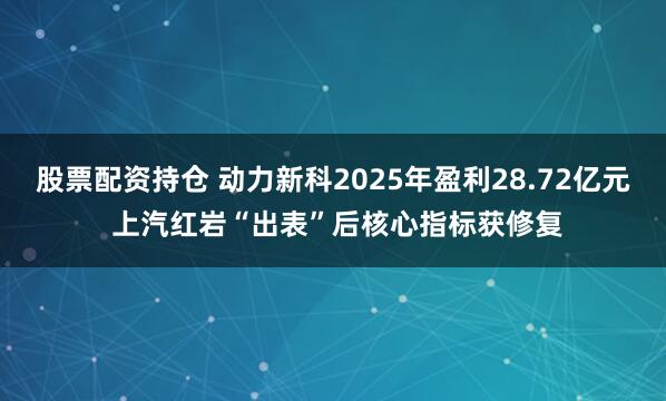 股票配资持仓 动力新科2025年盈利28.72亿元 上汽红岩“出表”后核心指标获修复